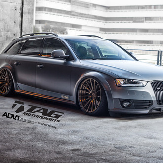 Bold Matte Gray Audi A4 Allroad Rolling on Air Suspension and ADV1 Custom Wheels