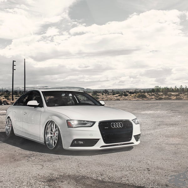 White Audi A4 with Aftermarket Front Bumper - Photo by Avant Garde Wheels