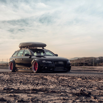 Stanced A4 Avant With a Roof Mount Cargo Box - Photo by Avant Garde