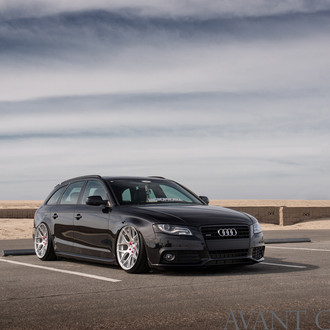 Front Bumper with Fog Lights on Black Audi A4 - Photo by Avant Garde Wheels