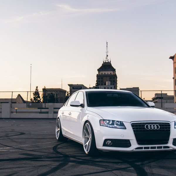 Front Bumper with Fog Lights on White Audi A4 - Photo by Concept One