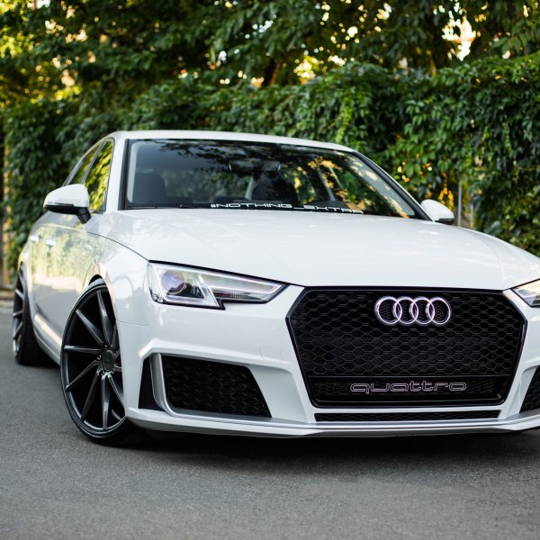 Blacked Out Mesh Grille on White Audi A4 - Photo by Vossen