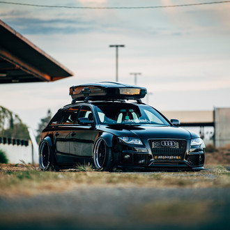 Thule Roof Rack on Black Stanced Audi A4 - Photo by Avant Garde Wheels