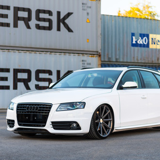 Custom LED Fog Lights on White Audi A4 - Photo by Vossen