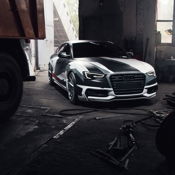 White Camo Wrapped Audi A5 Sportback - Photo by Vossen