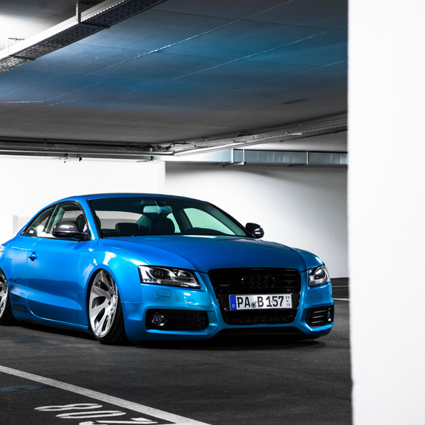 Custom Blue Audi A5 with Blacked Out Grille - Photo by Rotiform