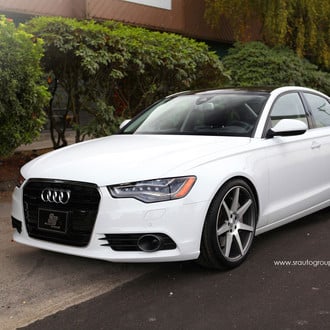 White Audi A6 Customizred and Featuring Blacked Out Grille and Black Roof