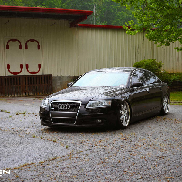Lowered Black Audi A6 with Chrome Grille - Photo by Vossen