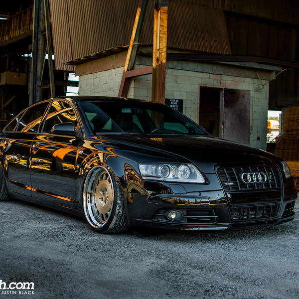 Black Stanced Audi A6 with Custom Front Bumper - Photo by Avant Garde Wheels