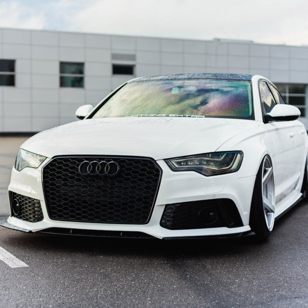 White Audi A6 with Blacked Out Mesh Grille - Photo by Vossen