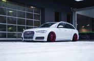 Eye-Catching Red JR Wheels Put on White Audi A6