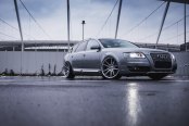 Beautiful Face of Gray Audi A6 Wearing Custom Chrome Billet Grille