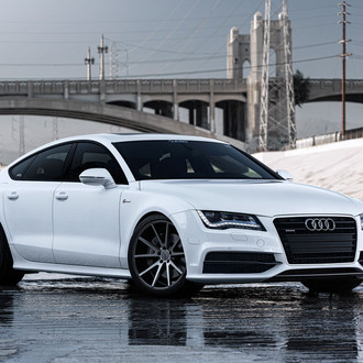 Aftermarket Headlights with LEDs on White Audi A7 - Photo by Vossen