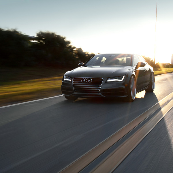 Black Audi A7 with Custom LED-Bar Style Headlights - Photo by Vossen