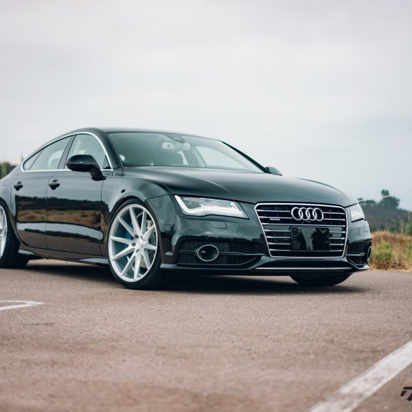 Black Audi A7 with Aftermarket DRL-Bar Headlights - Photo by Vossen
