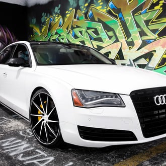 White Audi A8 with Blacked Out Grille - Photo by Vossen
