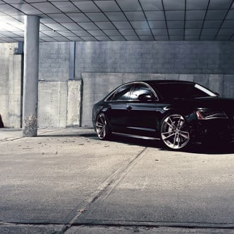 Black Audi A8 with Custom Headlights - Photo by ADV.1