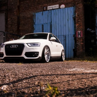 Revised Face of White Audi Q3 with Custom Parts
