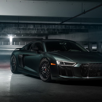 Mystery Green Audi R8 on Black Multispoke Wheels - Photo by Vossen