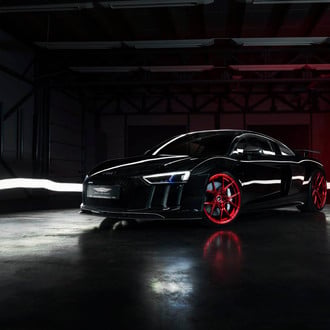 Black Audi R8 with DRL-Bar Style Headlights - Photo by Arnoldas Ivanauskas Aimedia