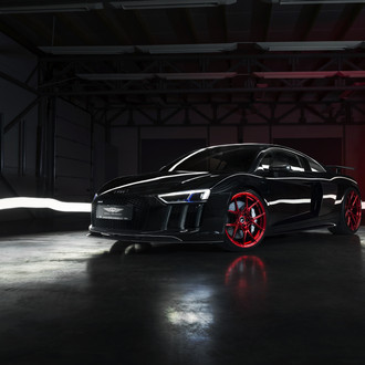 LED-Bar Style Headlights on Black Audi R8 - Photo by Vorsteiner
