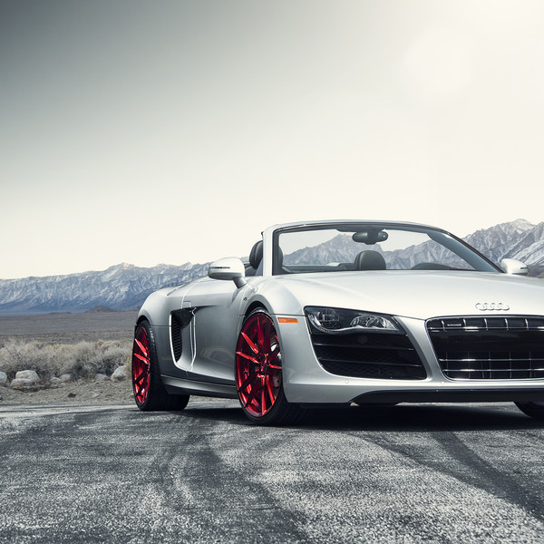 Audi R8 Convertible on Red Custom Wheels - Photo by Rohana Wheels