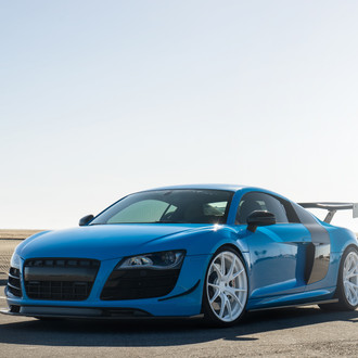 Blue R8 With Bumper Lip and Sport Wing on Niche Wheels - Photo by Niche