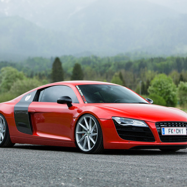 Headlights with LED-Bars on Red Audi R8 - Photo by Vossen