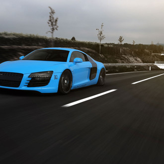 Queen of the Road: Baby Blue Audi R8 Sporting Satin Black Vossen Rims