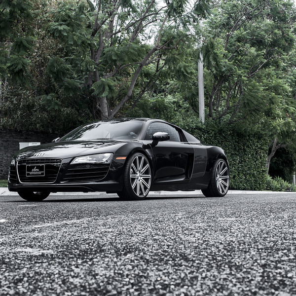 Gloss Black Audi R8 with Aftermarket LED Headlights - Photo by Vossen