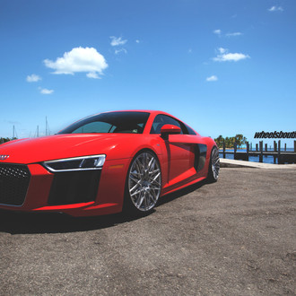 Red Audi R8 with Custom LED-Bar Headlights - Photo by Rotiform