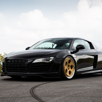 Gold Rotiform Wheels With Polished Lips Fitted on Black Audi R8