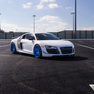 Contrast is Everything - Diamond White R8 on Electric Blue Custom Wheels - Photo by Vossen