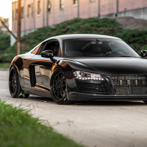 Custom Black Audi R8 with LED Headlights - Photo by Avant Garde Wheels