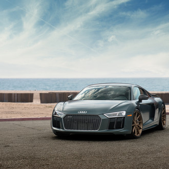 Custom Chrome Grille on Gray Audi R8 - Photo by Avant Garde Wheels