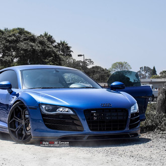 Aftermarket Front Bumper on Blue Audi R8 - Photo by Vellano