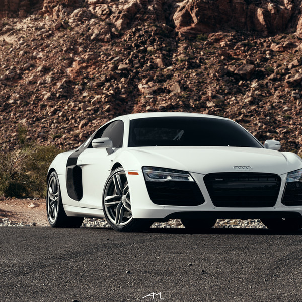 White Audi R8 with Custom Headlights - Photo by Arlen Liverman