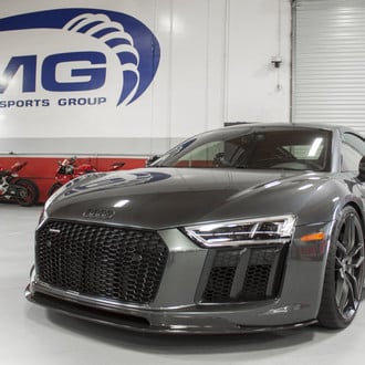 Gray Audi R8 with Custom DRL-Bar Headlights - Photo by Vorstiner