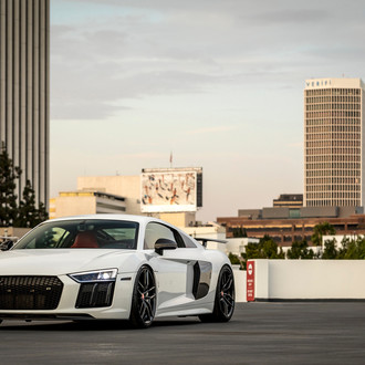 Custom LED-Bar Style Headlights on White Audi R8 - Photo by Vorstiner