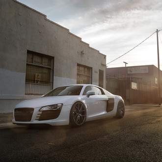 White Audi R8 with Aftermarket Front Bumper - Photo by Zito Wheels