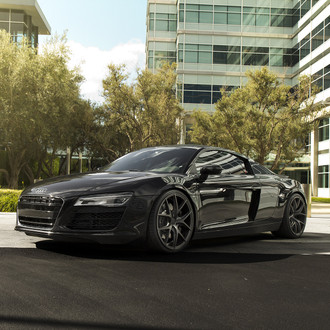 Carbon Fiber Front Lip on Black Audi R8 - Photo by Zito Wheels