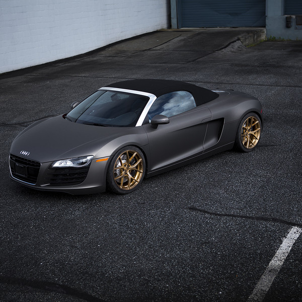 Gray Matte Audi R8 with Custom Front Bumper - Photo by PUR Wheels