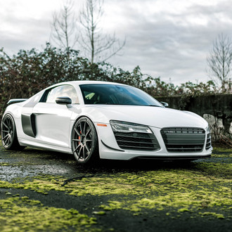 White Audi R8 with Custom Front Bumper - Photo by Brixton Forged Wheels