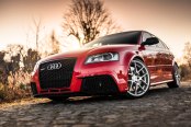 Tuned Red Audi S3 Wearing Blacked Out Grille