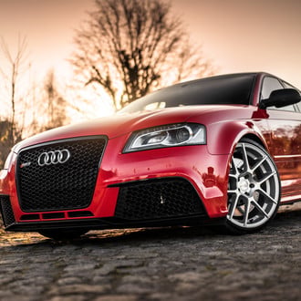 Tuned Red Audi S3 Wearing Blacked Out Grille