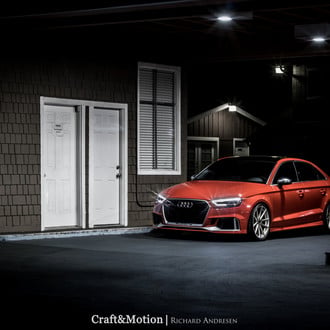 Red Audi S3 Quattro with Aftermarket Front Bumper - Photo by TSW Alloy Wheels