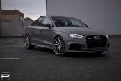 Silver PUR Wheels Providing Perfect Contrasting Effect with Gray Paint on Audi S3