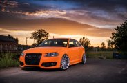 Hot Transformation of Orange Audi S3 with Blacked Out Mesh Grille