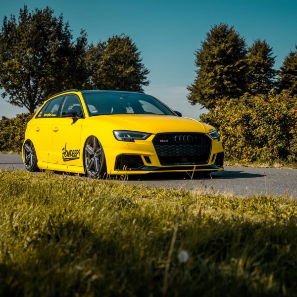 Blacked Out Mesh Grille on Yellow Audi S3 - Photo by Vossen