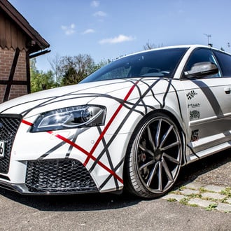 Custom White Audi S3 with Aftermarket LED Headlights - Photo by Vossen